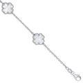 Sterling Silver White Enamel Four Leaf Clover Bracelet