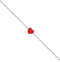 Sterling Silver Red Enamel Heart Ladies Bracelet