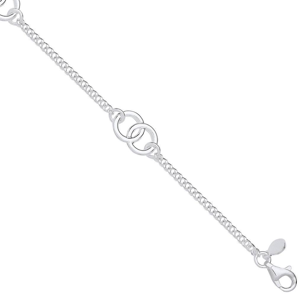 Sterling Silver Entwined Circles Ladies Bracelet