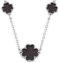 Sterling Silver Black Enamel Four Leaf Clover Necklace