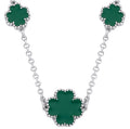 Sterling Silver Green Enamel Four Leaf Clover Necklace