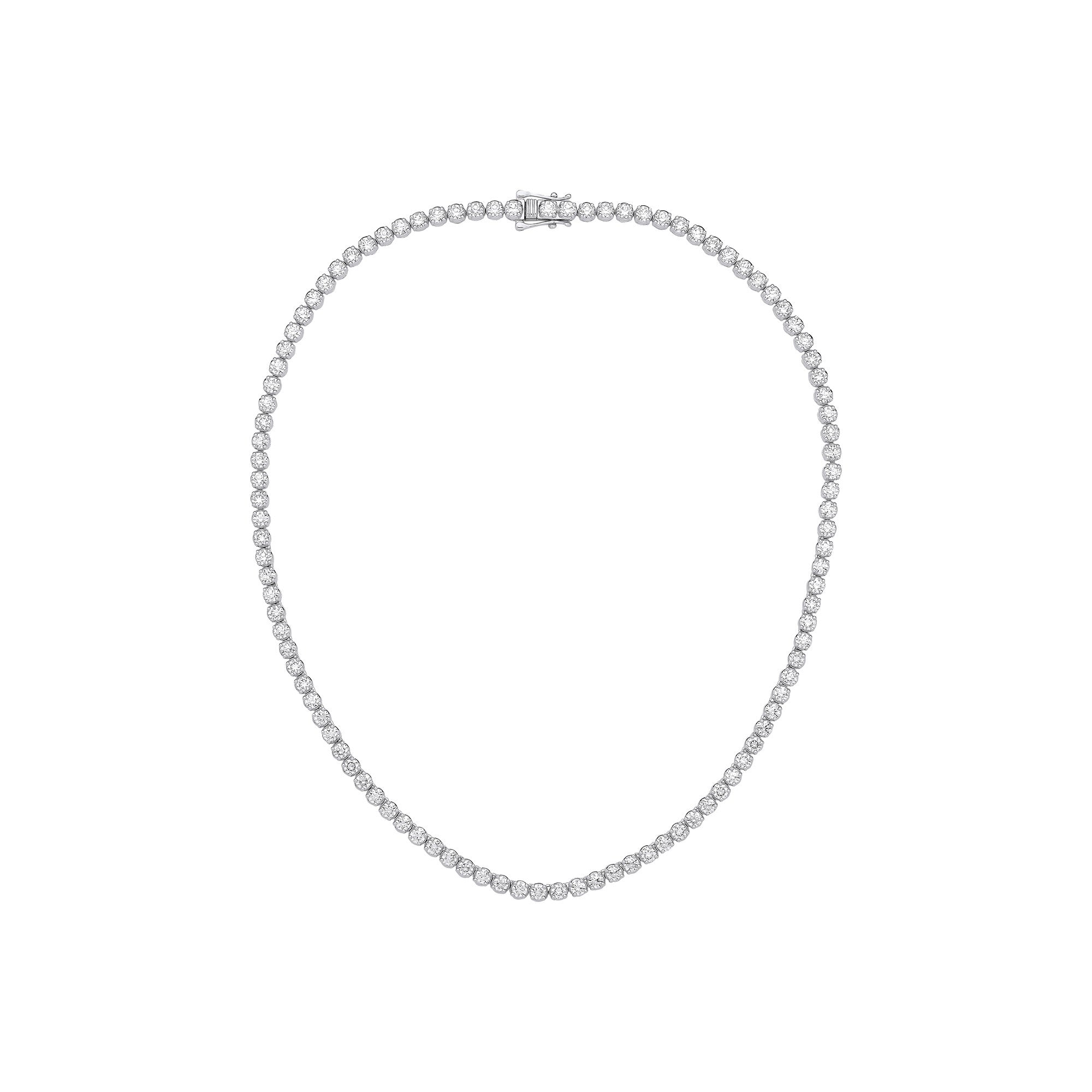 9ct White Gold 10.00ctw Lab Grown 17" Diamond Tennis Necklace WGI Certified