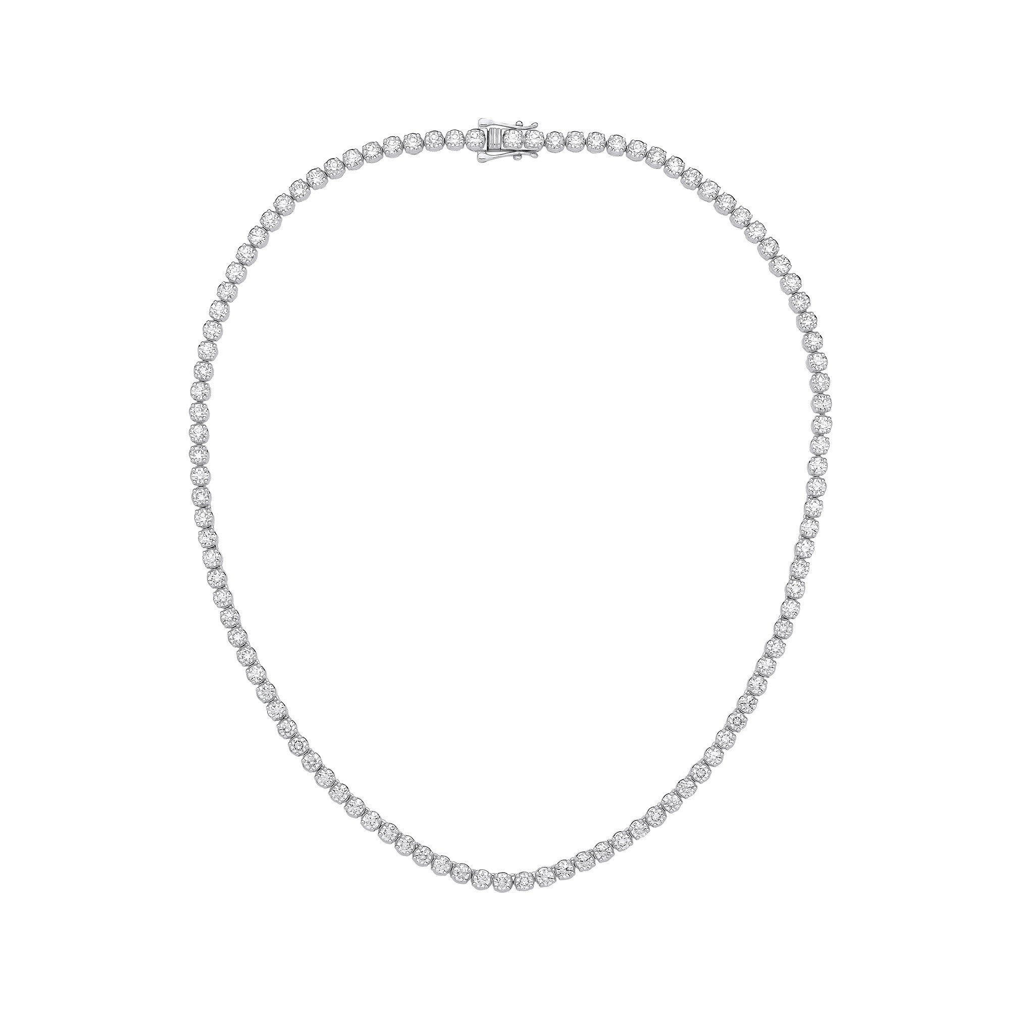 9ct White Gold 15.00ctw Lab Grown 17" Diamond Tennis Necklace WGI Certified