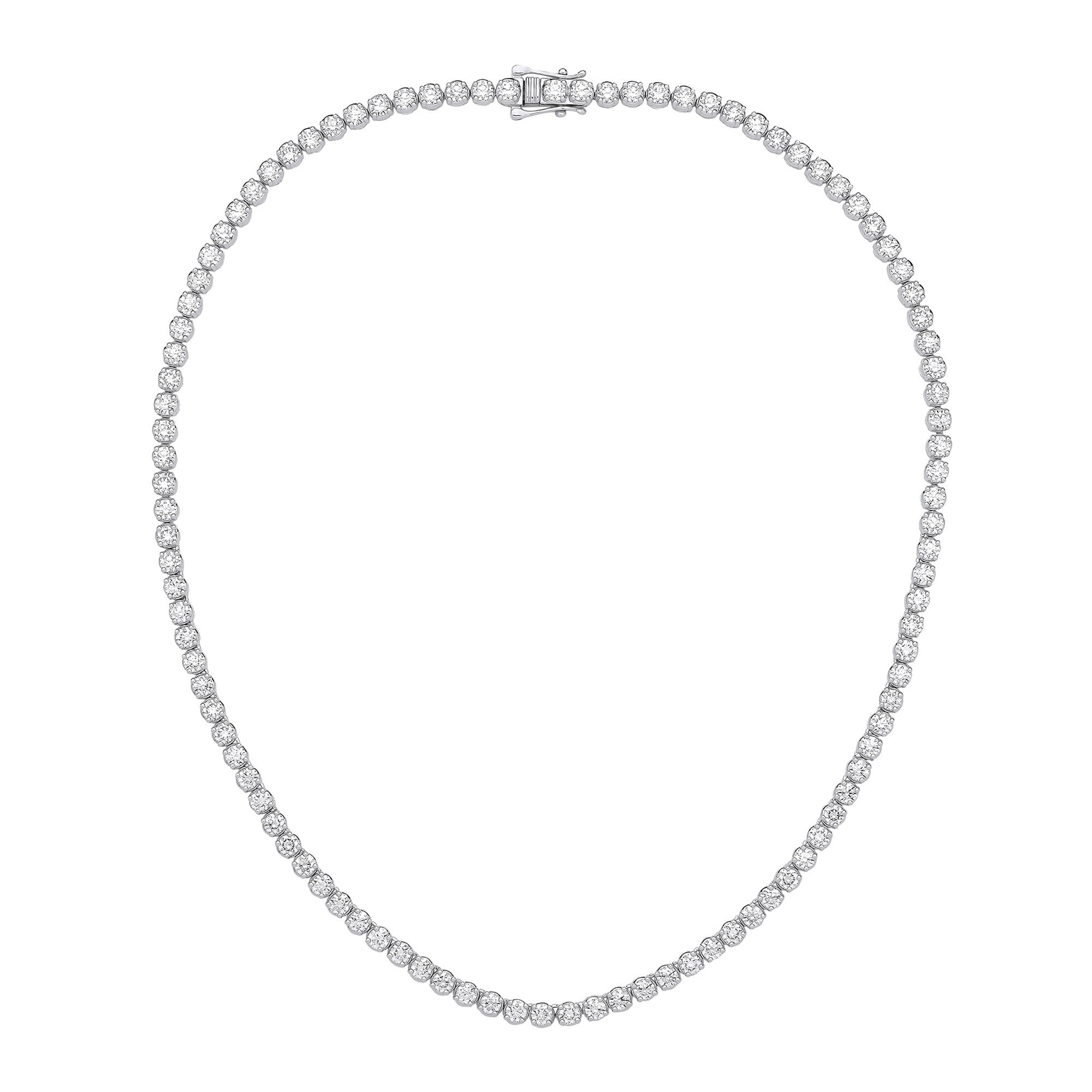 9ct White Gold 20.00ctw Lab Grown 17" Diamond Tennis Necklace WGI Certified