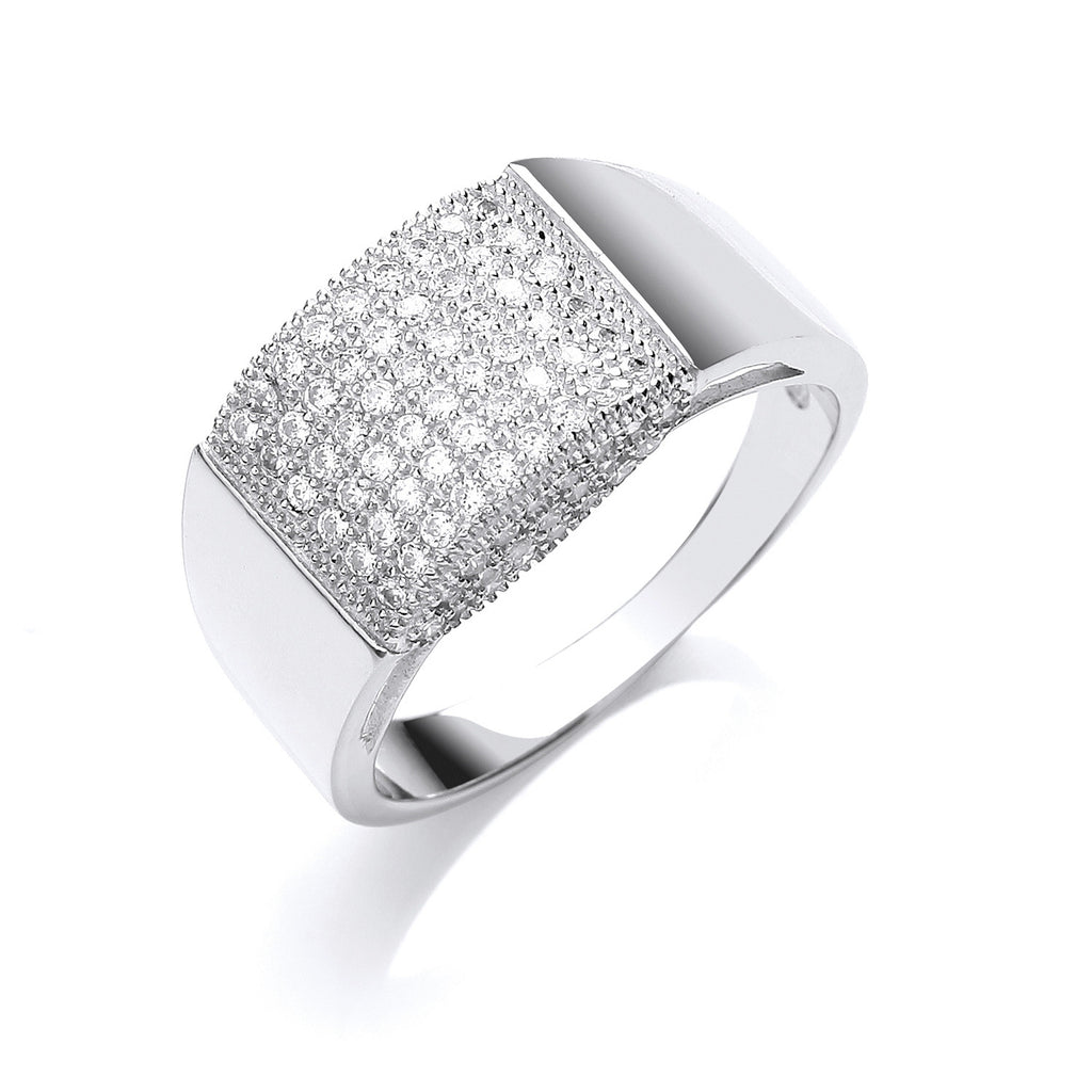 Sterling Silver Micro-Pave Cubic Zirconia Gents Ring