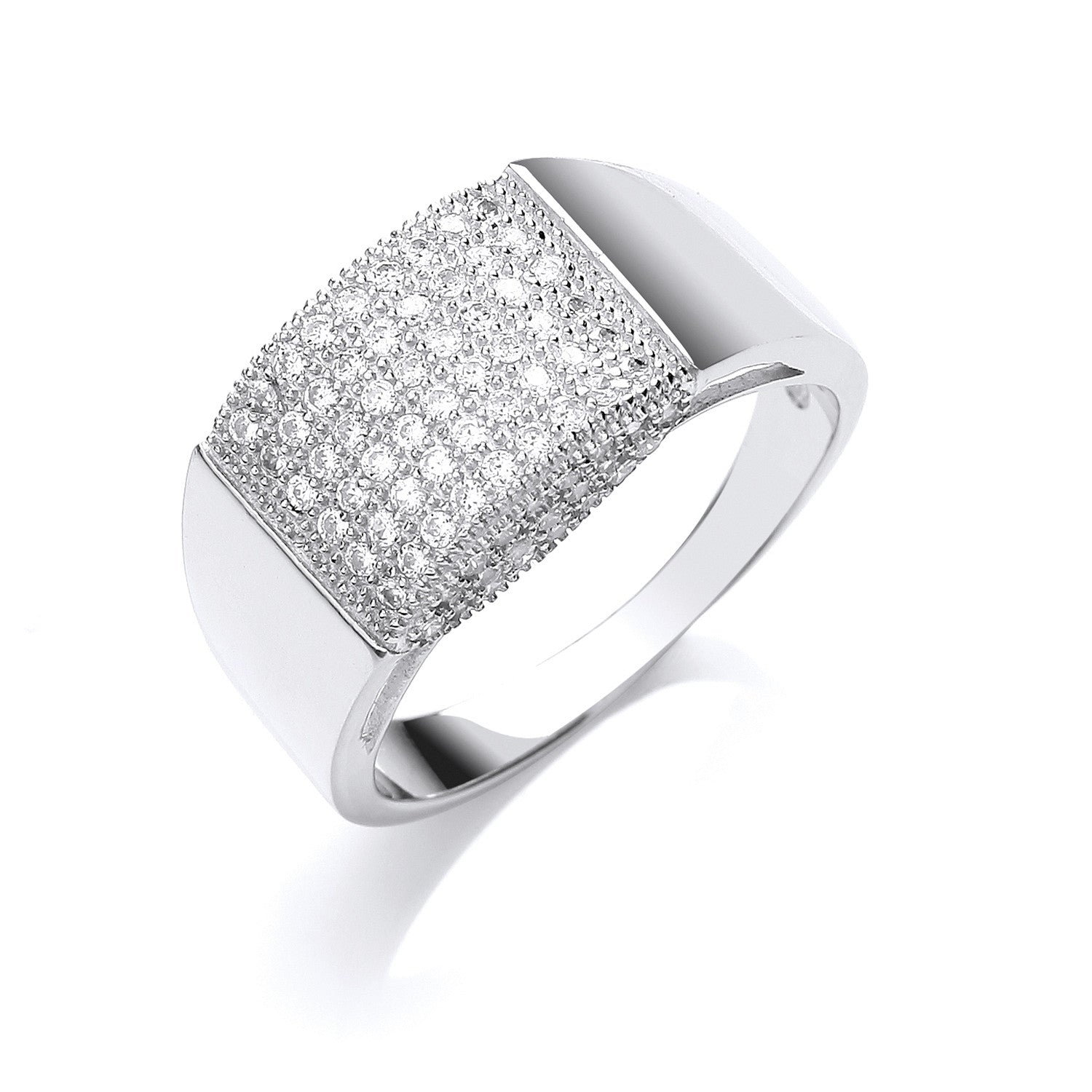 Sterling Silver Micro-Pave Cubic Zirconia Gents Ring