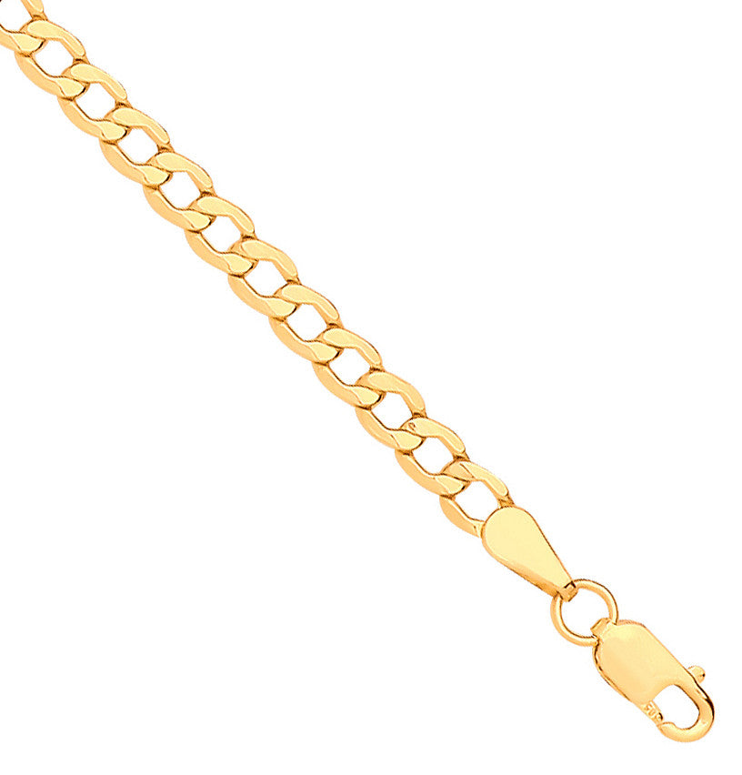 14ct Yellow Gold Hollow Beveled Curb 3.5mm Chain