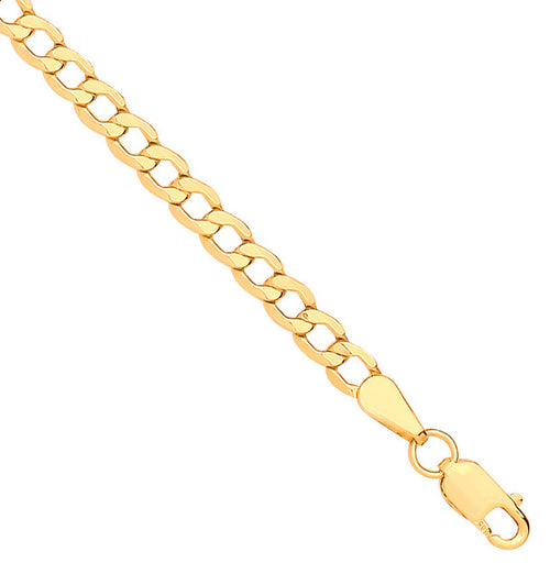 14ct Yellow Gold Hollow Beveled Curb 3.5mm Chain