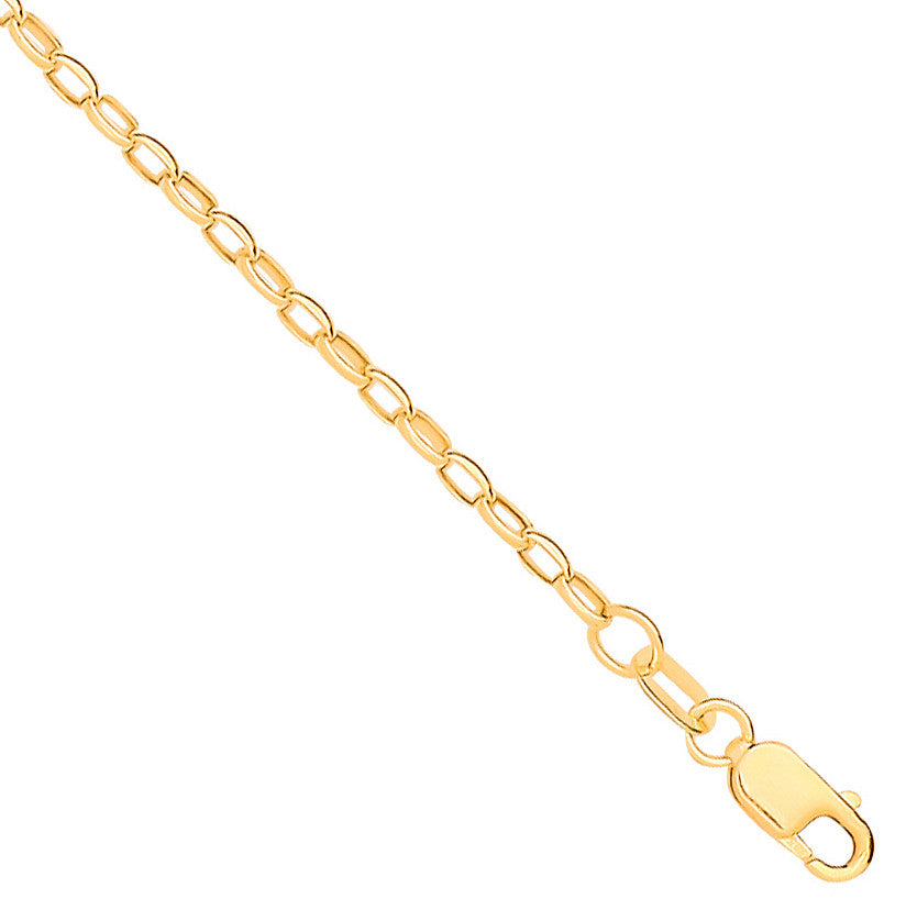 14ct Yellow Gold Hollow Oval Faceted Belcher 2.2mm Chain