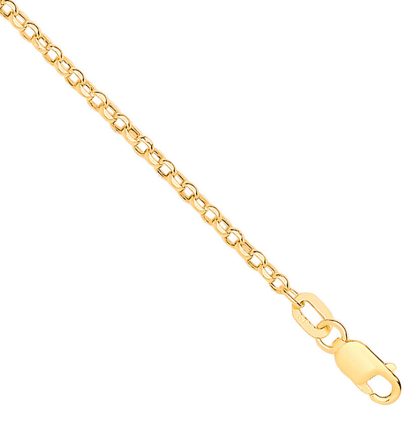 14ct Yellow Gold Hollow Round Diamond Cut Belcher 1.9mm Chain
