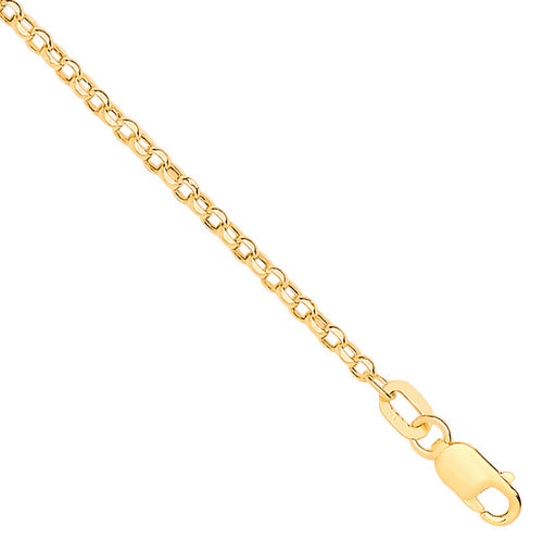 14ct Yellow Gold Hollow Round Diamond Cut Belcher 1.9mm Chain