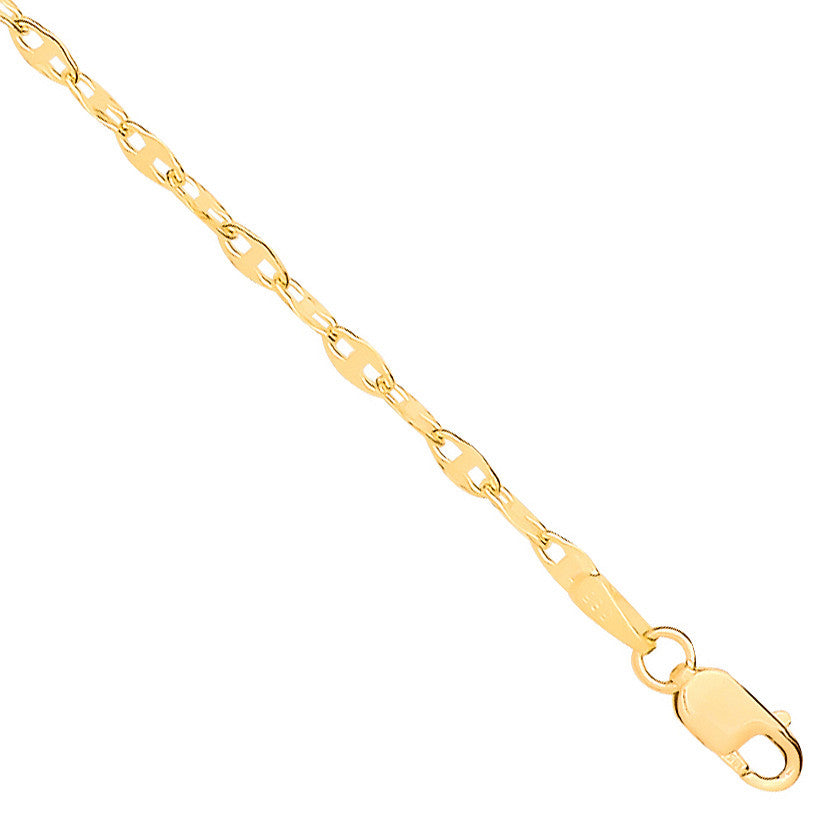 14ct Yellow Gold Hollow Shiny Anchor 2.2mm Chain