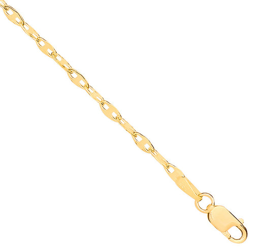 14ct Yellow Gold Hollow Shiny Anchor 2.2mm Chain
