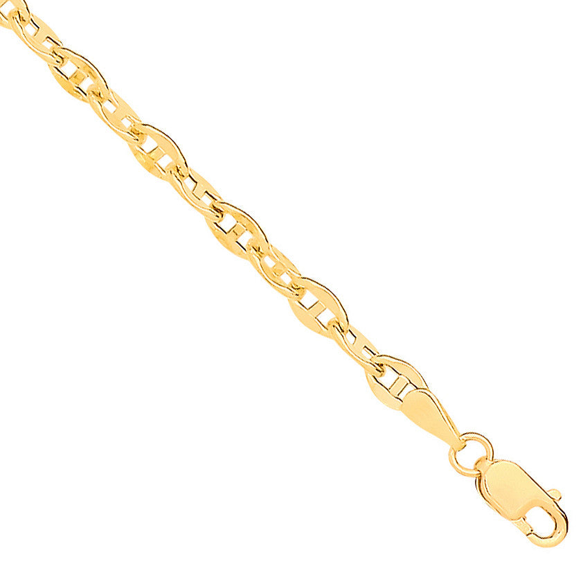 14ct Yellow Gold Hollow Shiny Anchor 3.3mm Chain