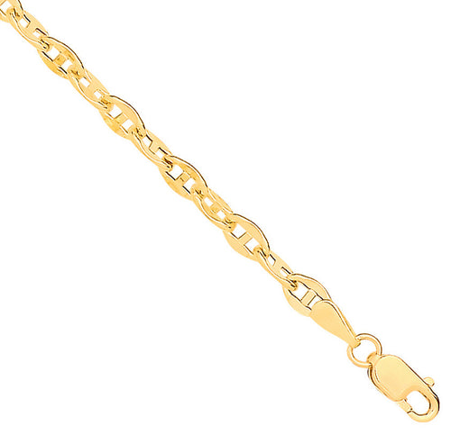 14ct Yellow Gold Hollow Shiny Anchor 3.3mm Chain