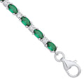 Sterling Silver Green & Clear Cubic Zirconia Sterling Silver Tennis Ladies Bracelet