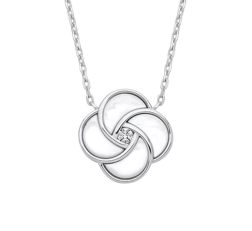 Sterling Silver White Shell Swirl Necklace