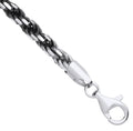 Ruthenium Plated Sterling Silver 4.6mm Rope Chain White Tips