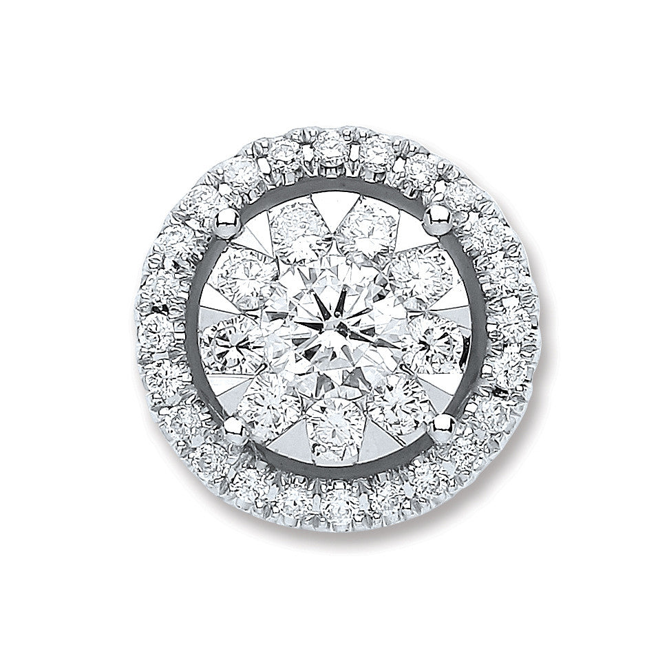 18ct White Gold 0.60ct Diamond Cluster Pendant