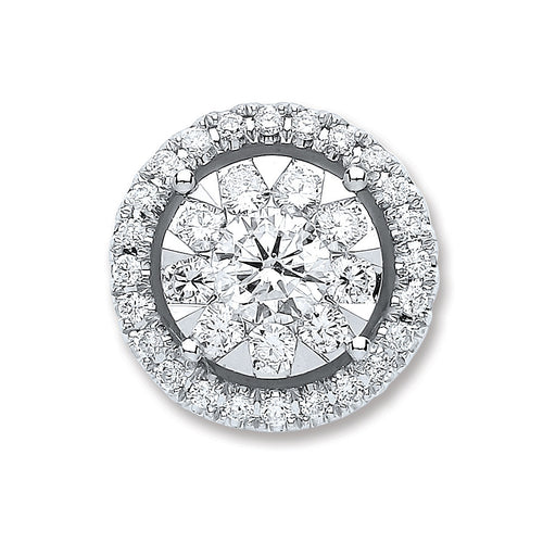 18ct White Gold 0.60ct Diamond Cluster Pendant