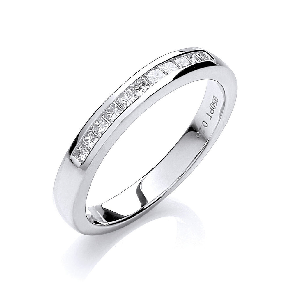 18ct White Gold 0.25ctw Princess cut G/H-Si Diamond Half Eternity Ring