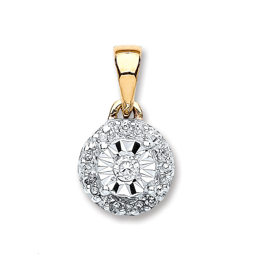 9ct Yellow Gold 0.07ct Diamond Pendant