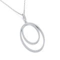 Micro Pave' Oval Double Row Cubic Zirconia Pendant with 18" Chain