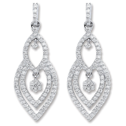 18ct White Gold 0.75ct Dia Drop Earrings