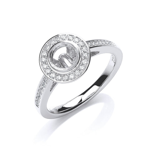 18ct White Gold 0.29ct & (0.50ct Centre) Semi-Set Mount G/VS