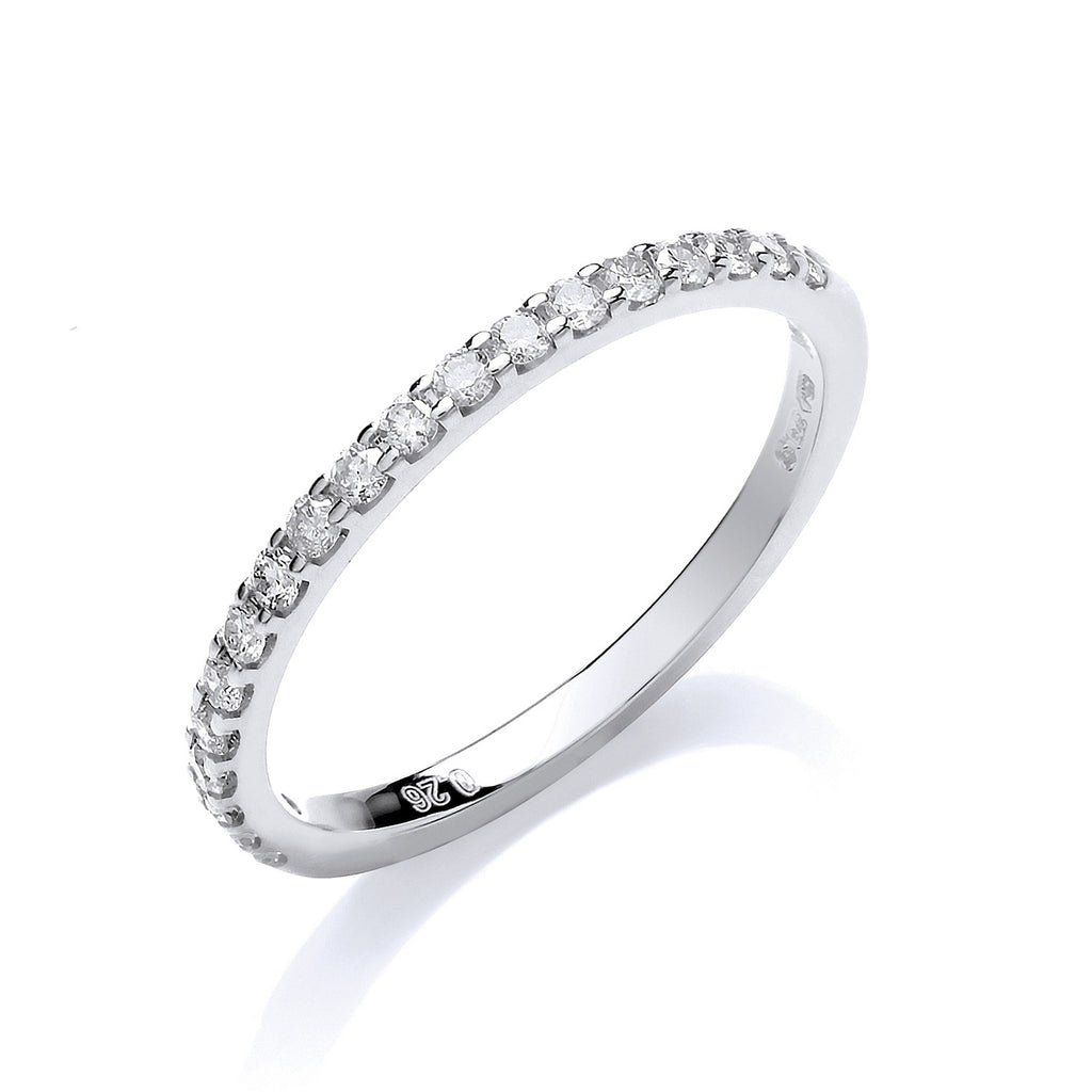 9ct White Gold 0.27ct 50% Set Diamond Half Eternity Ring