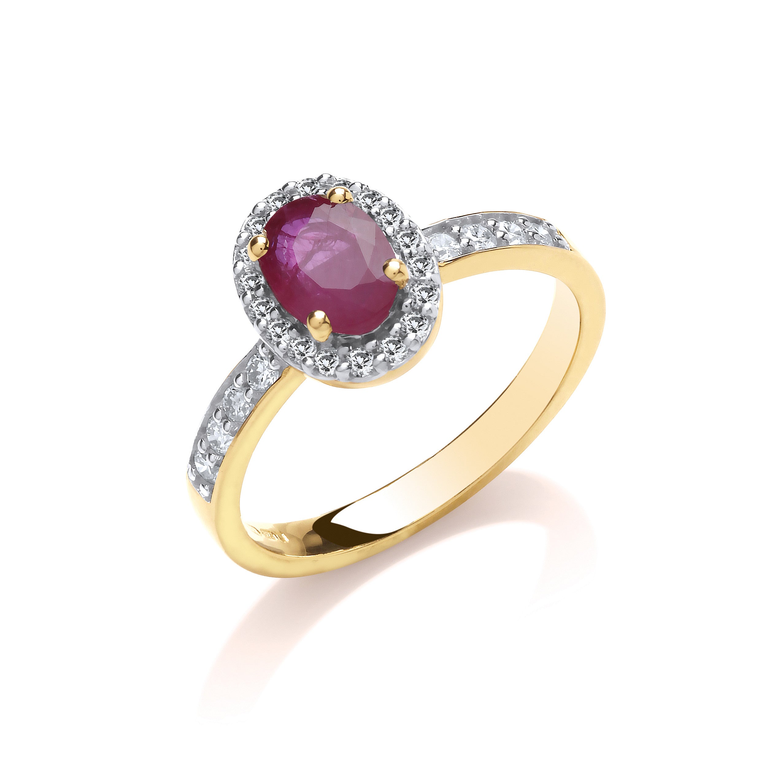 9ct 0.30ct Diamond & Oval Ruby yellow Gold Ring