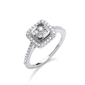 9ct White Gold 0.40ctw Diamond Cluster Ring with Diamond Cut Bezel