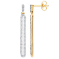 9ct Yellow Gold Long Loop Drop 0.25ct Diamond Earrings