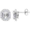 18ct White Gold Round Baguettes & Emerald Centre 1.40ctw Diamond Studs