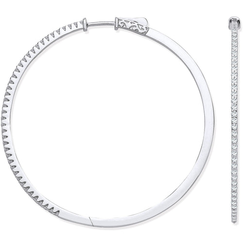 18ct White Gold 1.20ctw Claw Set Hoop Earrings