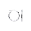 Sterling Silver 15mm Hoop, Checkerboard Design