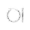 Sterling Silver 20mm Hoop, Checkerboard Design
