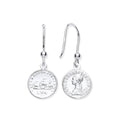 Sterling Silver Coin Drop Hook Earrings