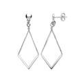 Sterling Silver Diamond Shape Chain Drop Earrings