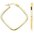 9ct Yellow Gold Square Hoop Earrings