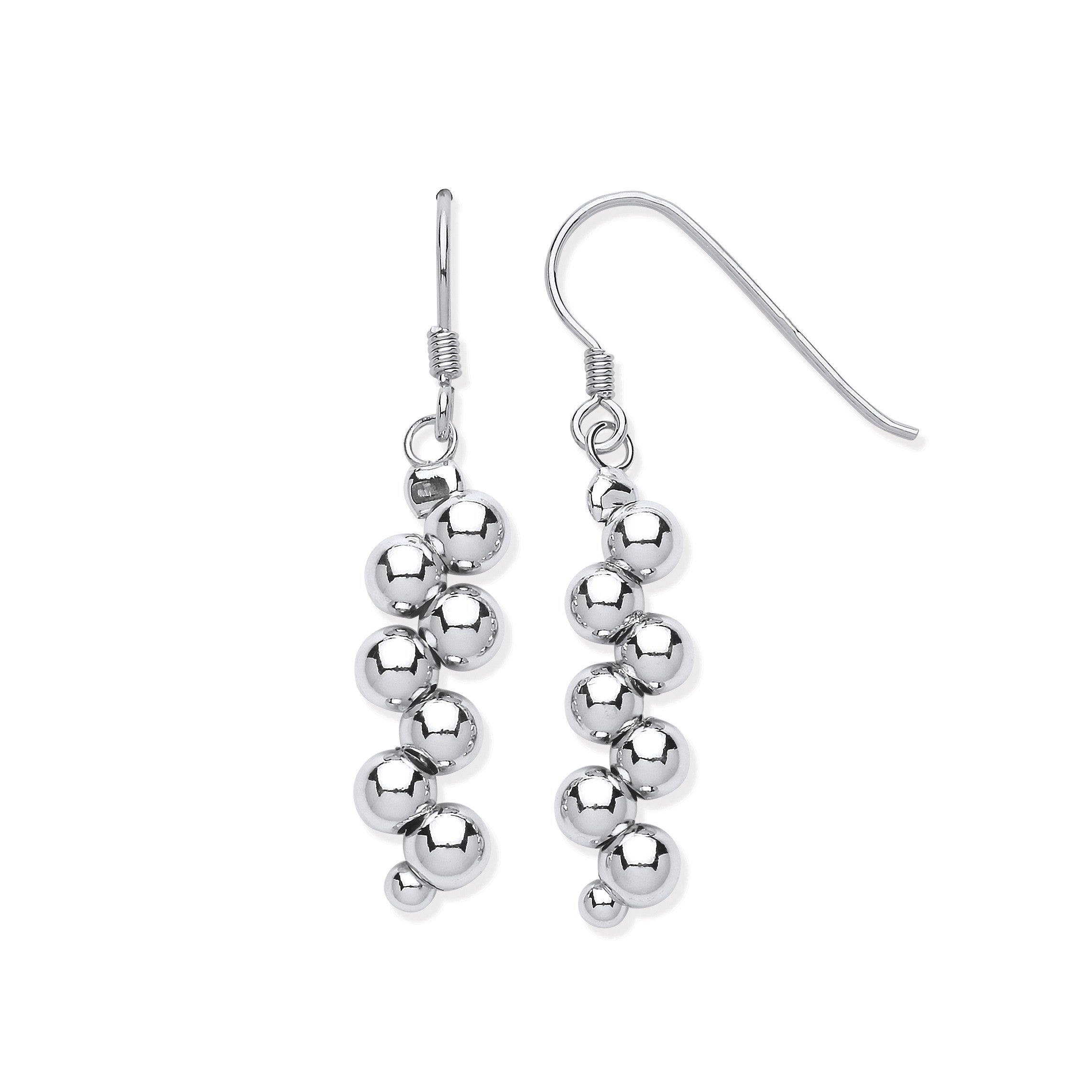 Sterling Silver Cluster Bead Balls Drop Earrings