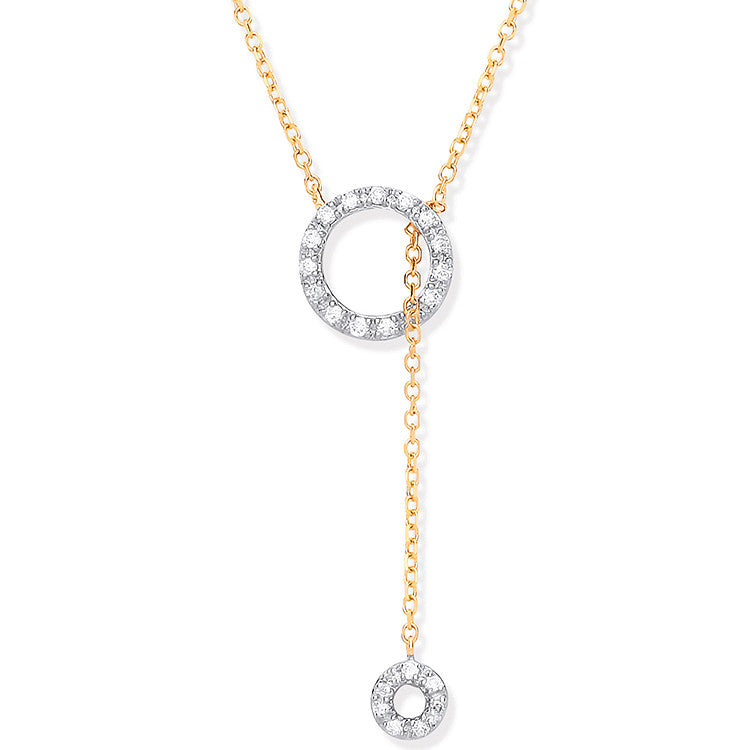 9ct Yellow Gold 0.09ctw Tassel Through Circle of Life Pendant (18in/45cm) Chain
