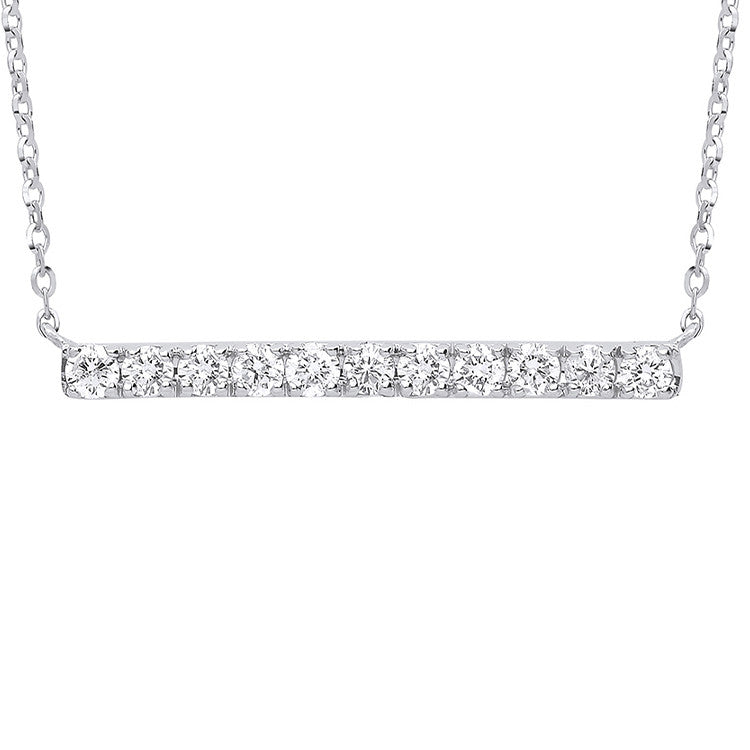 9ct White Gold 0.33ct Diamond Bar Necklace (18in/45cm) Chain
